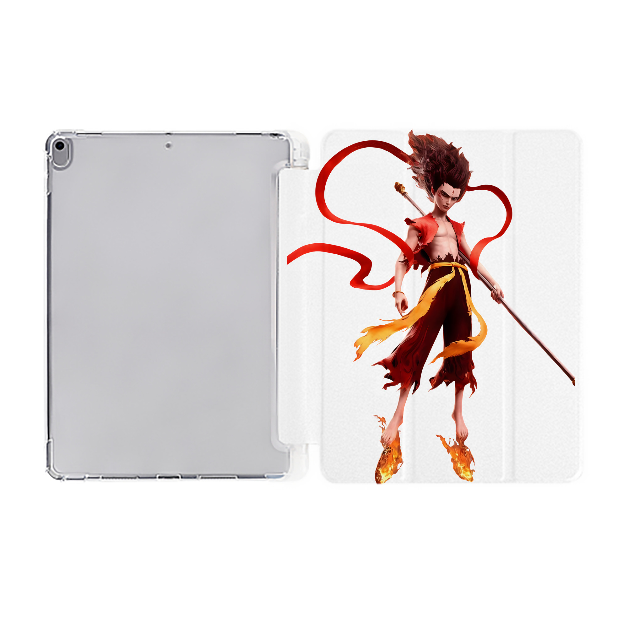 （画像用） Ne Zha 2 ナタ 魔童の大暴れ IPad ケース ペン収納付き 三つ折りスタンド PUレザー×シリコン 対応機種9.5/10.5/10.9インチ